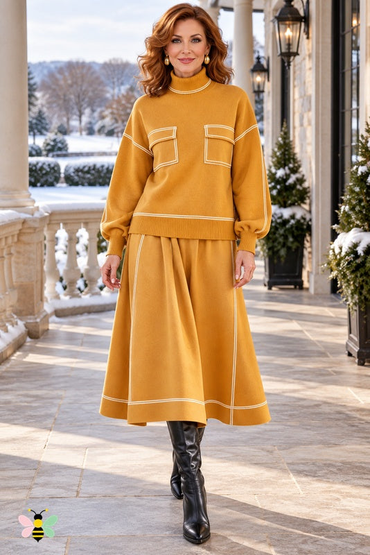 Contour Club Knit Skirt Set | Tangerine | front