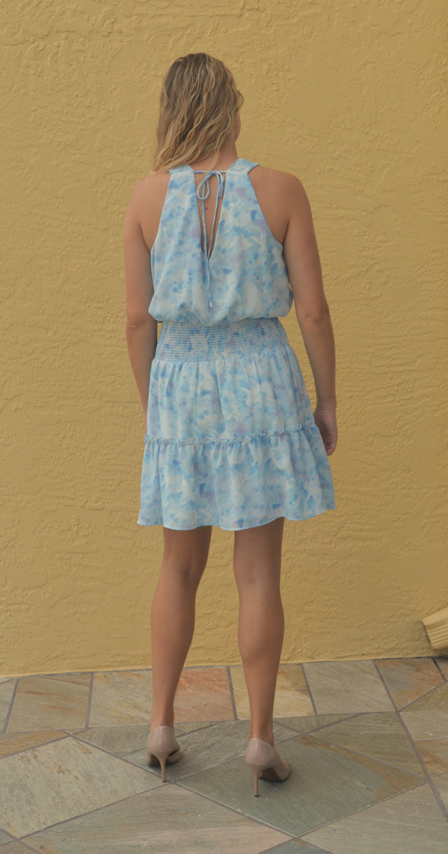 Sleeveless Smocked Watercolor Dress
