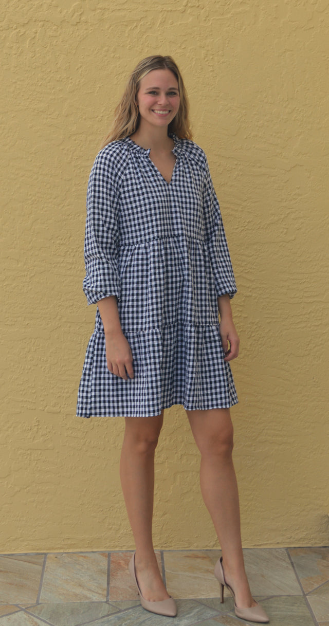 Long Sleeve Gingham Dress