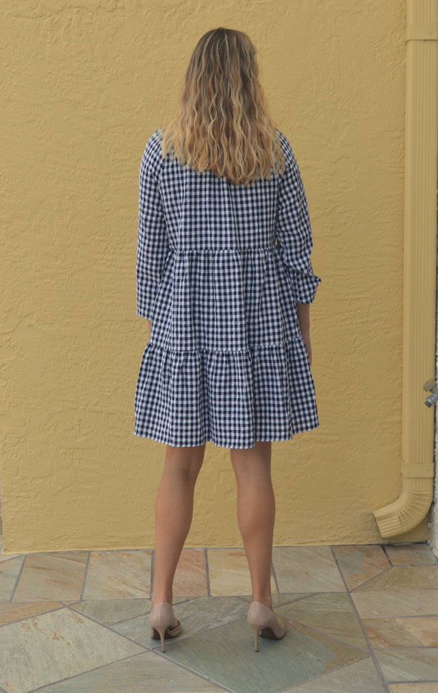 Long Sleeve Gingham Dress