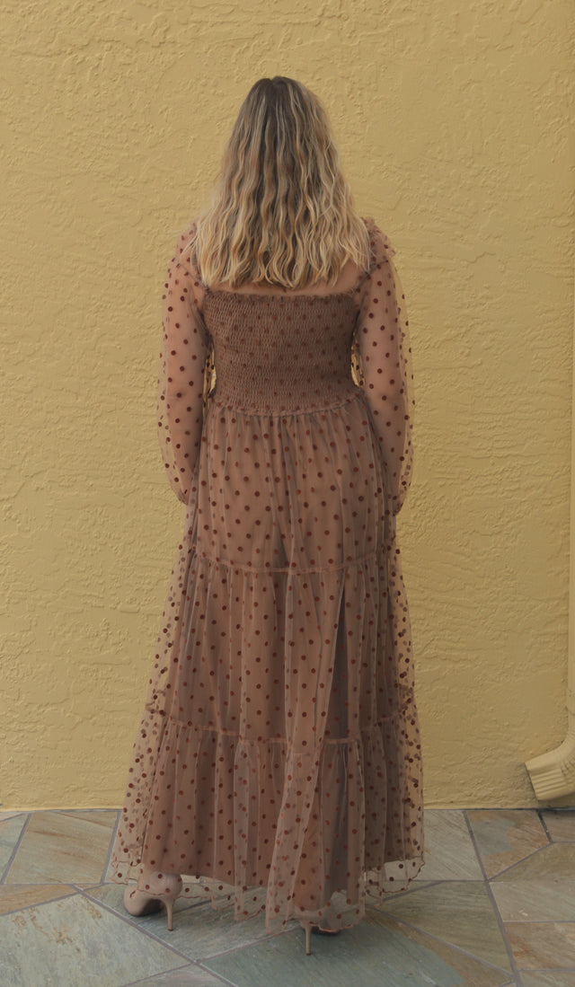 Mocha Polka-Dot Gown