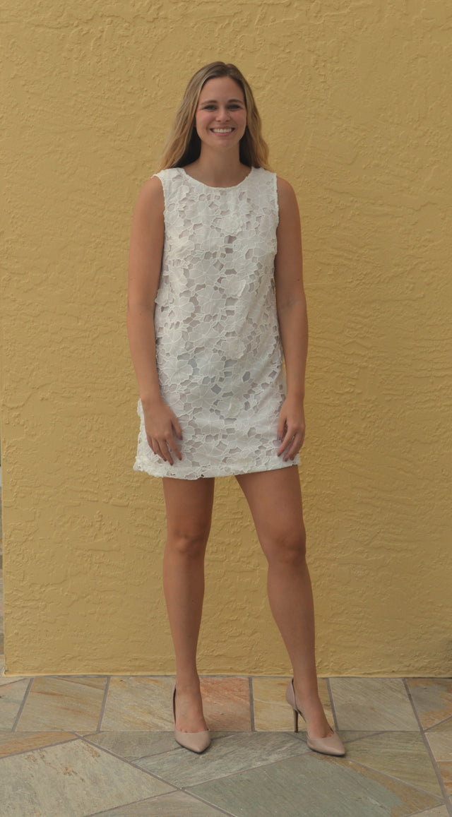 White Flower Mini Dress