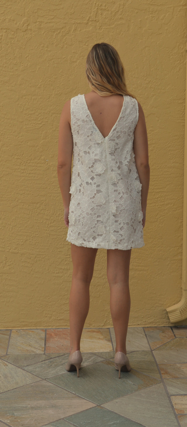 White Flower Mini Dress