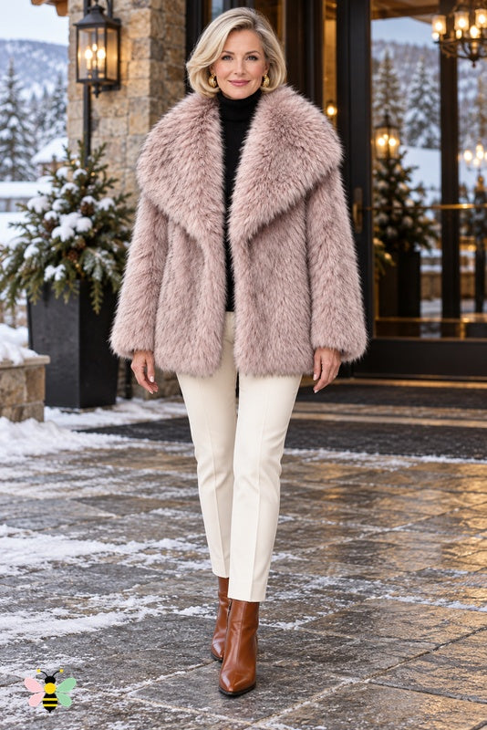 Grand Entrance Faux-Fur Jacket | Pink-Tip-dyed Fur With Oversized Collar | front