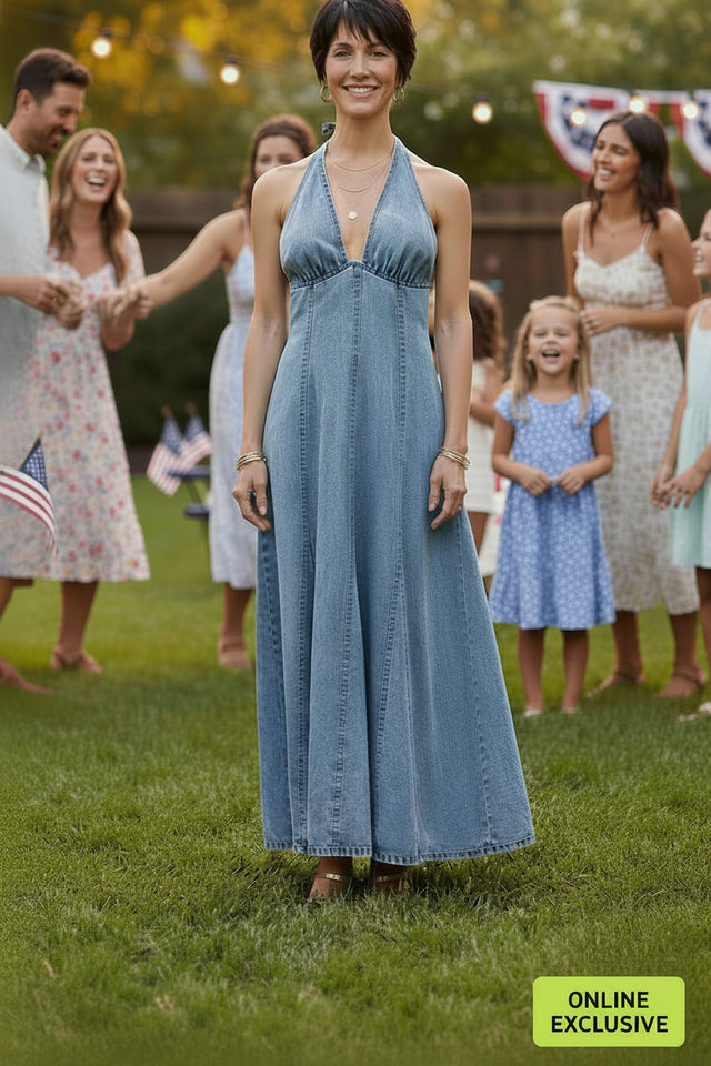 The Barbara L. Denim Long Dress