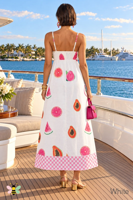 Island Spritz Maxi Dress | White | back