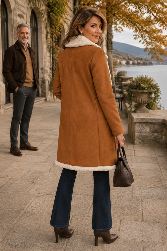 Lake Geneva Sherpa-Trim Double-Breasted Coat
