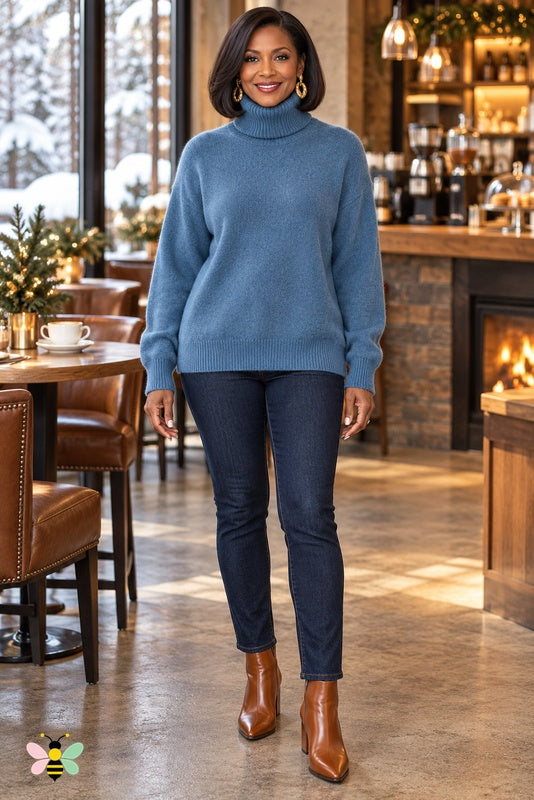Lakeside Reverie Turtleneck | Blue | front