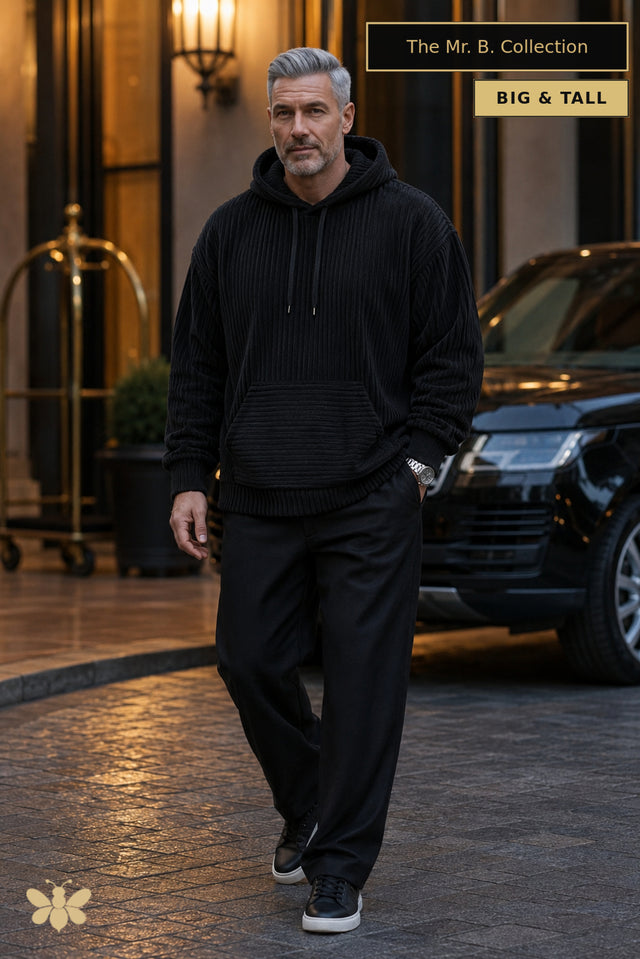The Mr. B. Collection- Big and Tall Cotton Corduroy Hoodie- 8 Colors