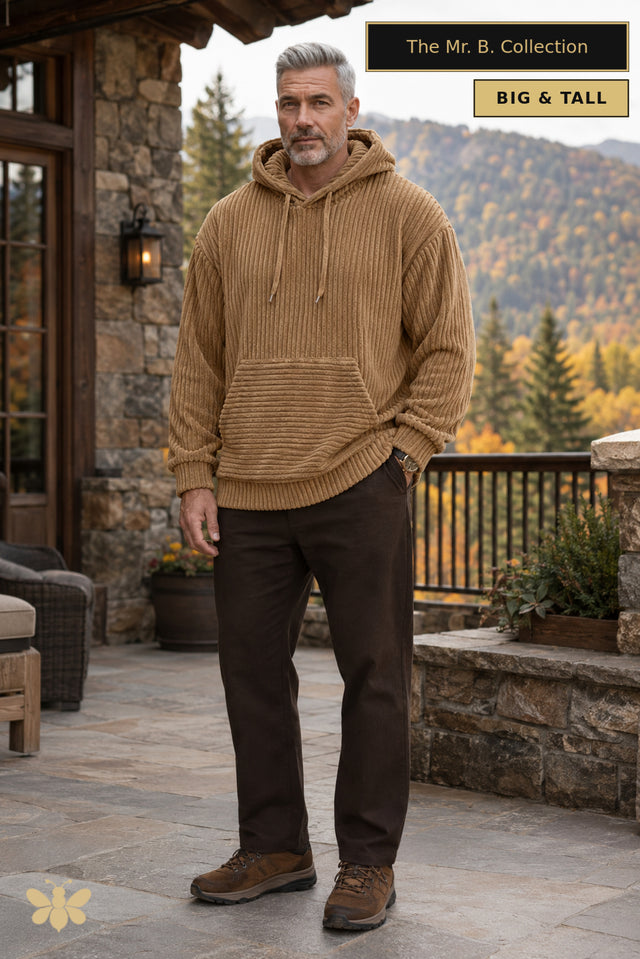 The Mr. B. Collection- Big and Tall Cotton Corduroy Hoodie- 8 Colors