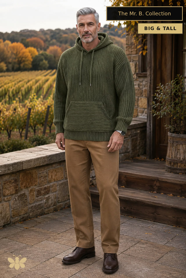 The Mr. B. Collection- Big and Tall Cotton Corduroy Hoodie- 8 Colors