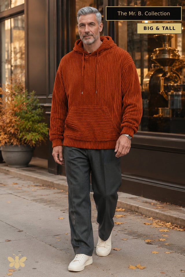 The Mr. B. Collection- Big and Tall Cotton Corduroy Hoodie- 8 Colors