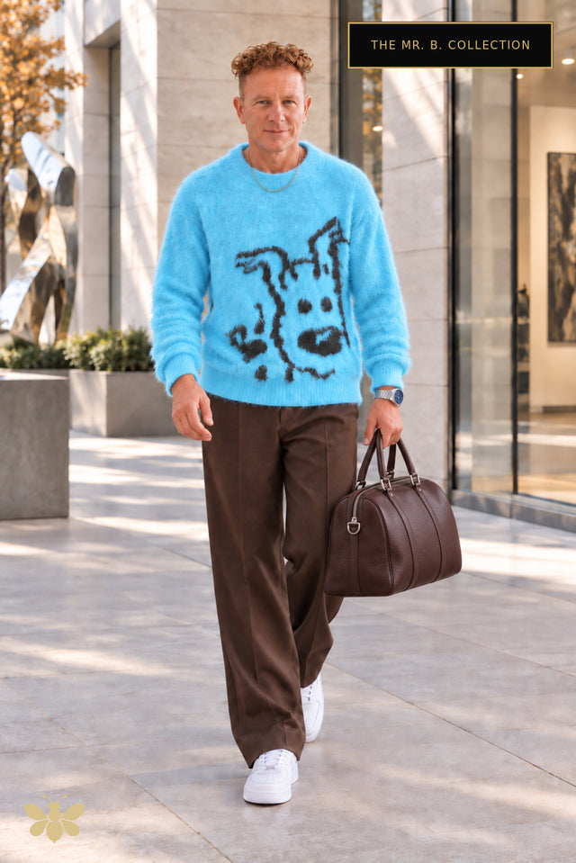 The Mr. B. Collection- Offbeat Fuzzy Graphic Sweater