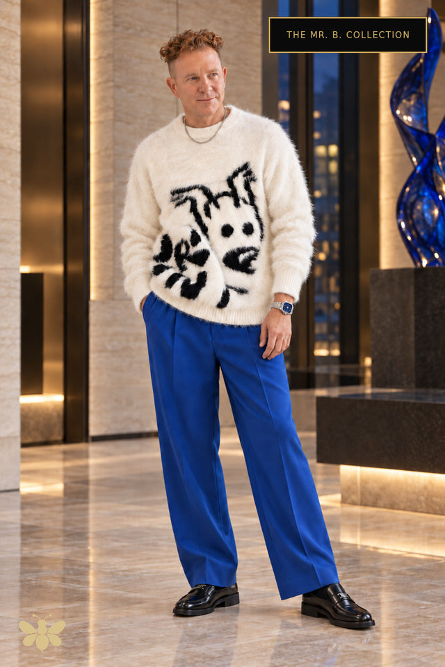 The Mr. B. Collection- Offbeat Fuzzy Graphic Sweater