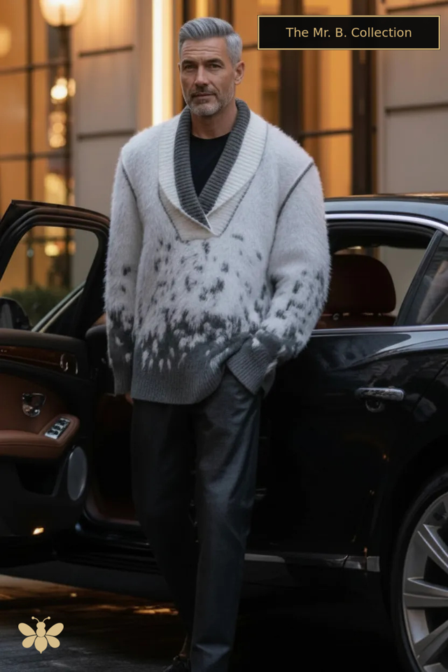 Mr. B Collection- V-neck Fringe Loose Fit Sweater