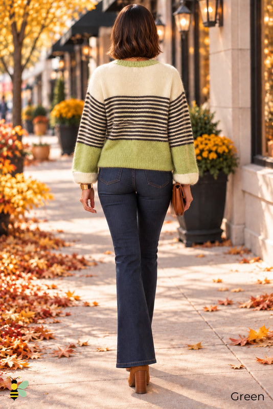 Color Story Striped Cardigan | Green | back