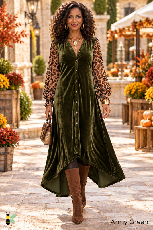 Wild Hour Velvet Maxi Dress | Army Green | front