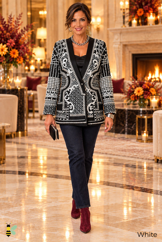Pearl Reign Statement Blazer | White | front