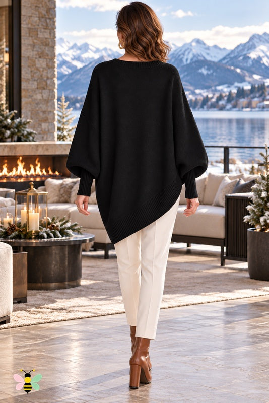Sculpted Ease Wool Sweater | Black | back