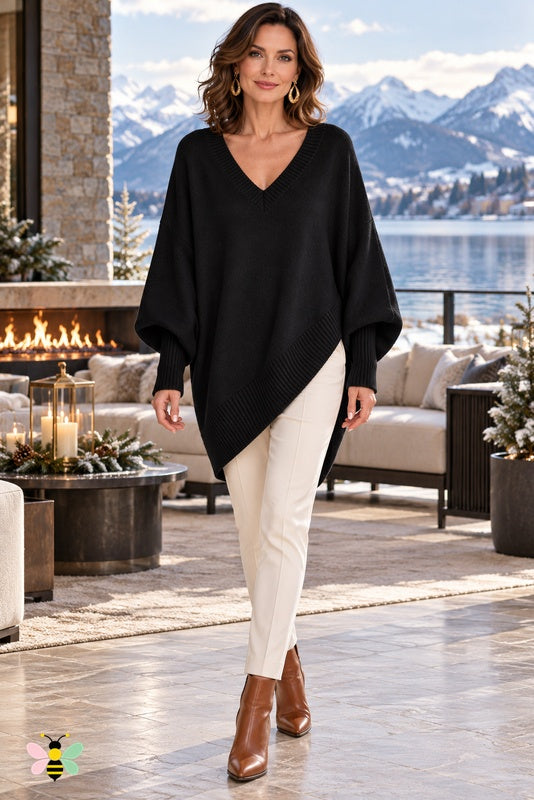 Sculpted Ease Wool Sweater | Black | front