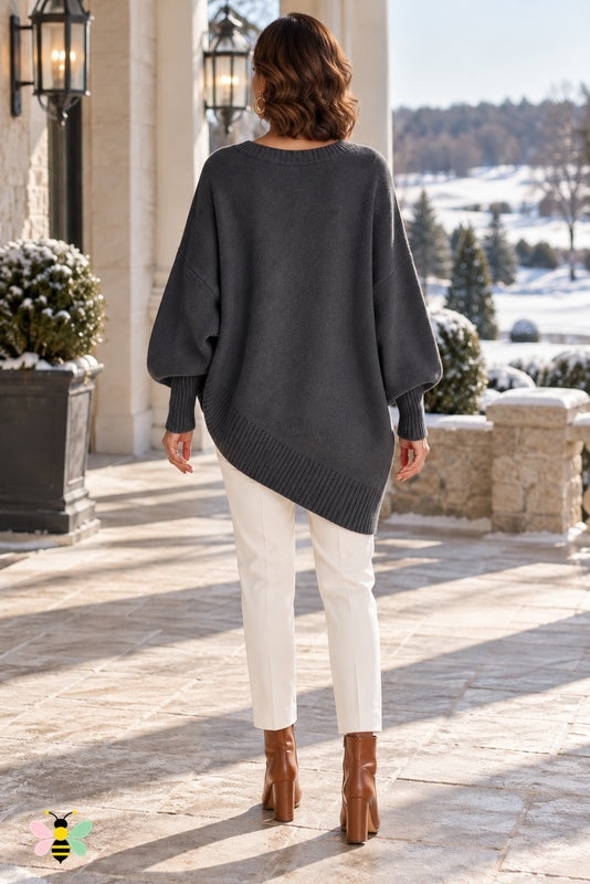 Sculpted Ease Wool Sweater | Dark Gray | back