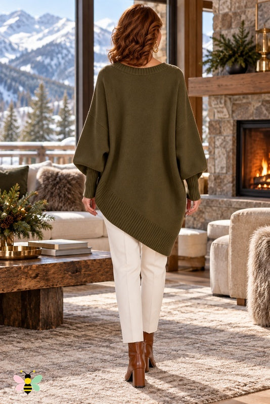 Sculpted Ease Wool Sweater | Dark Green | back