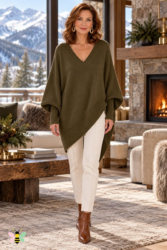 Sculpted Ease Wool Sweater | Dark Green | front