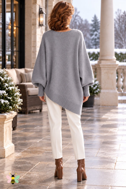 Sculpted Ease Wool Sweater | Light Gray | back