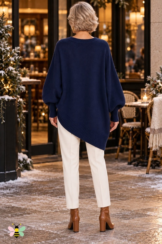 Sculpted Ease Wool Sweater | Navy | back