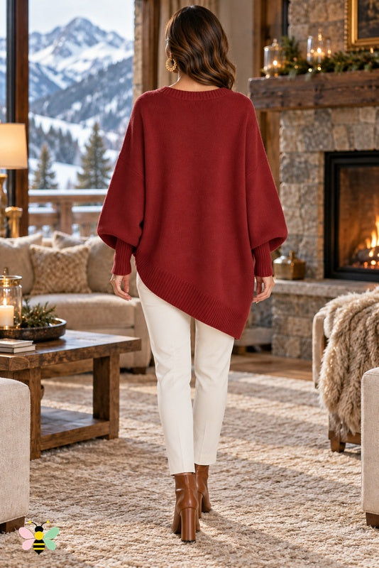 Sculpted Ease Wool Sweater | Red | back