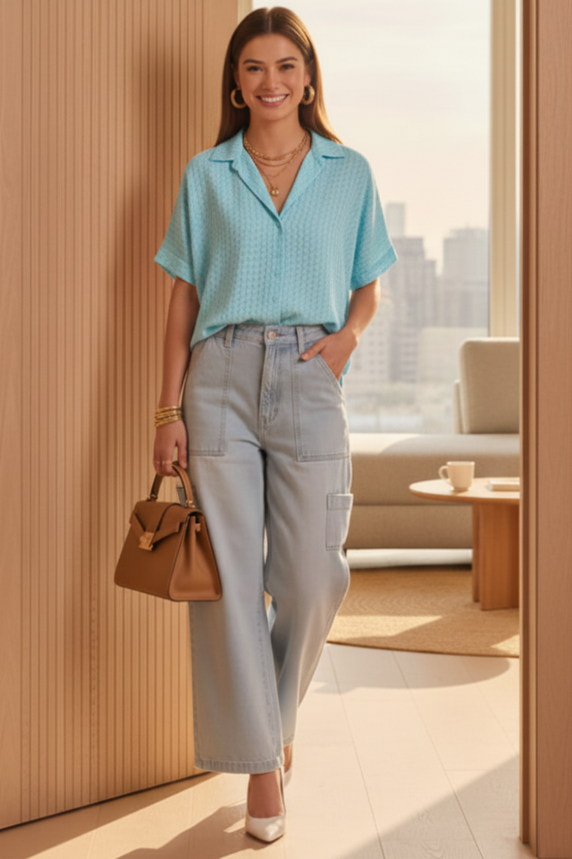 Chevron Print Refined Button Down