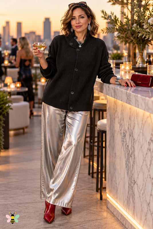 The Aveline Asymmetric Mock-Neck Cardigan