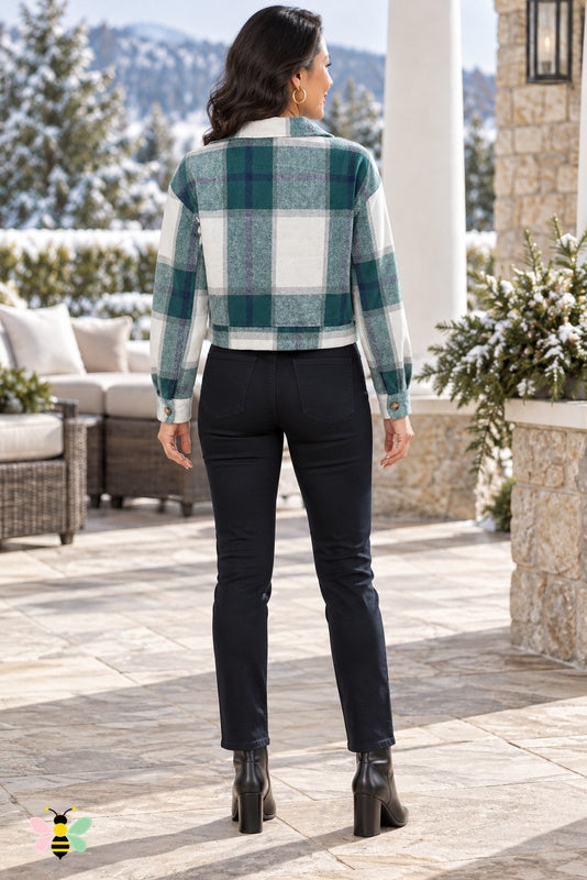 Weekend Check Cropped Jacket | Green | back