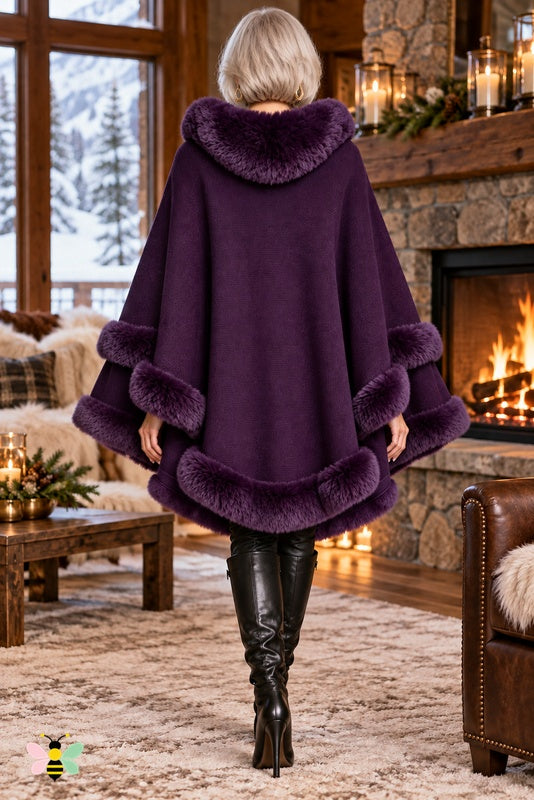 Winter Empress Hooded Cape | Purple | back
