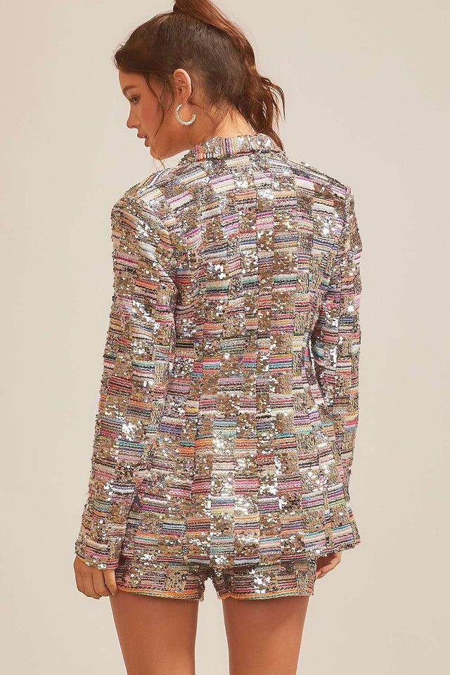 Unique Sequin And Tweed Blazer