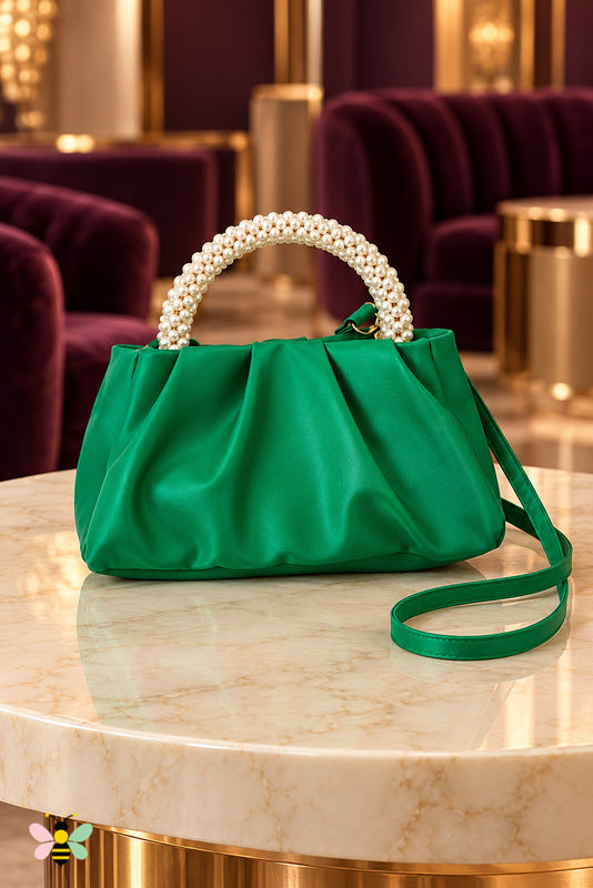 Anastasia Pearl Handle Bag — Green — front view