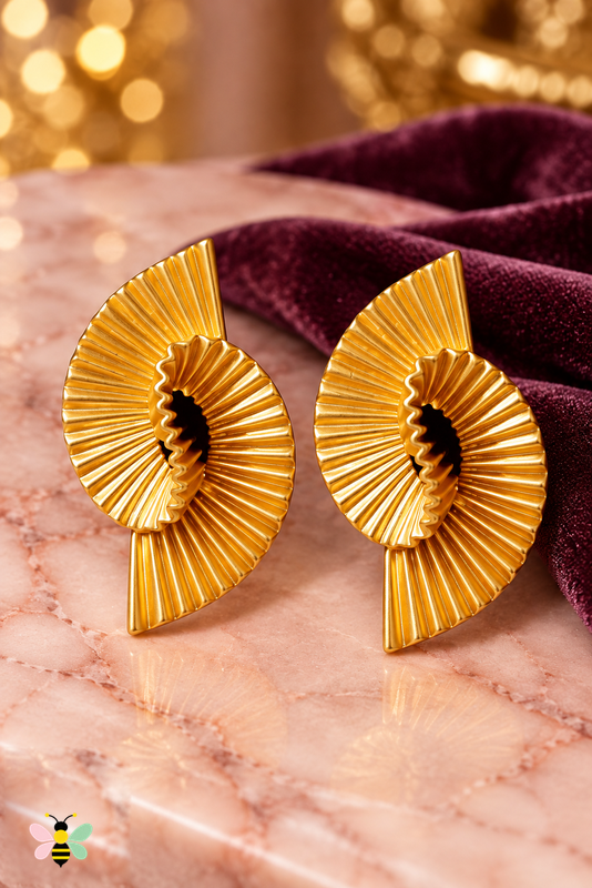Solara Spiral Statement Earrings | Gold | front