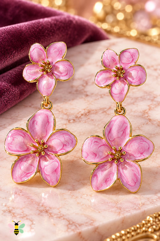 Fleur Floral Dangle Earrings | Pink | front