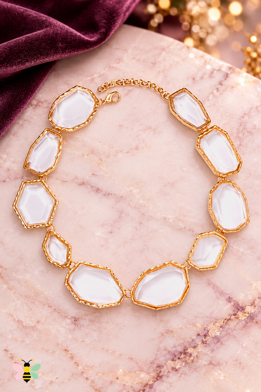 Paloma Geometric Resin Necklace | White | front