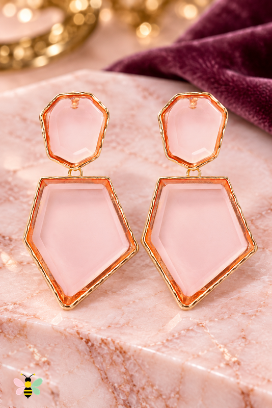 Paloma Geometric Resin Earrings | Blush Pink | front