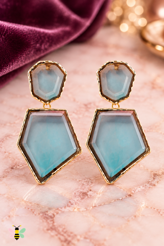 Paloma Geometric Resin Earrings | Dark Gray | front