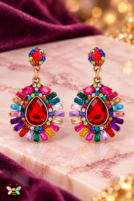 Estelle Glass Teardrop Earrings | Multicolor | front