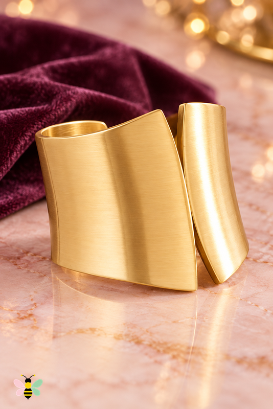 Dominique Wide Statement Cuff | Gold | front