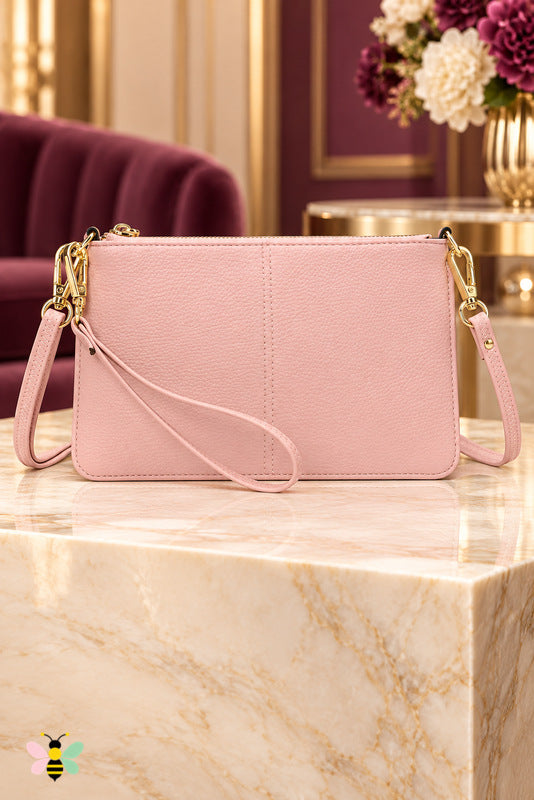 Blush Hour Convertible Clutch — Light Pink — front view