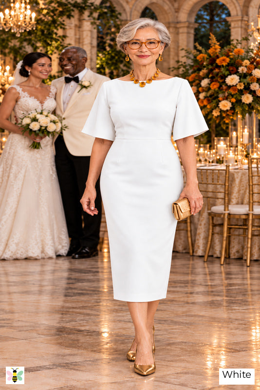 The Estate Portrait Boat-Neck Dress | White | front