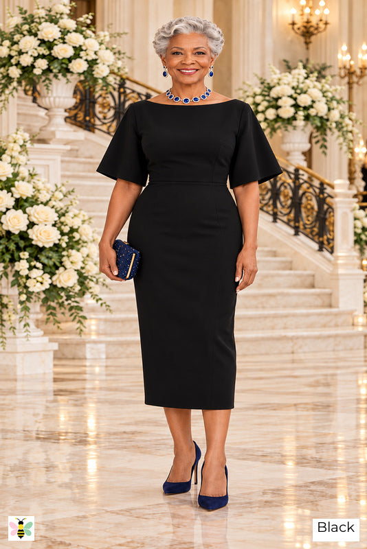 The Estate Portrait Boat-Neck Dress | Black | front