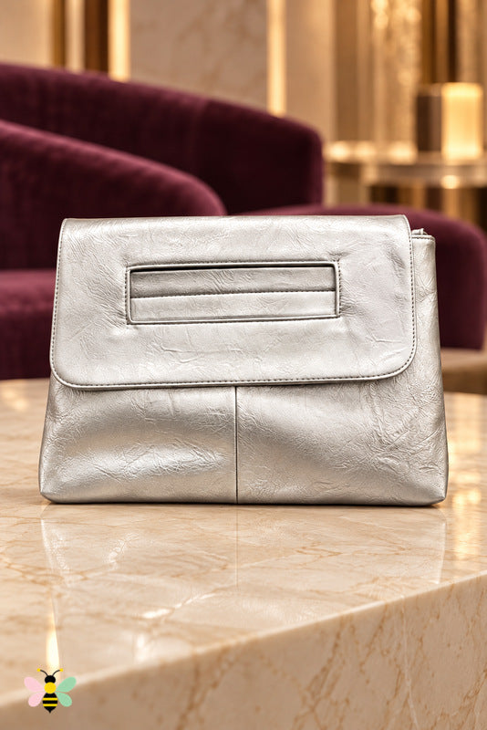 Savoy Envelope Clutch — Silver — front view