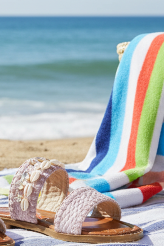 Shellfish Raffia Slip On Sandals