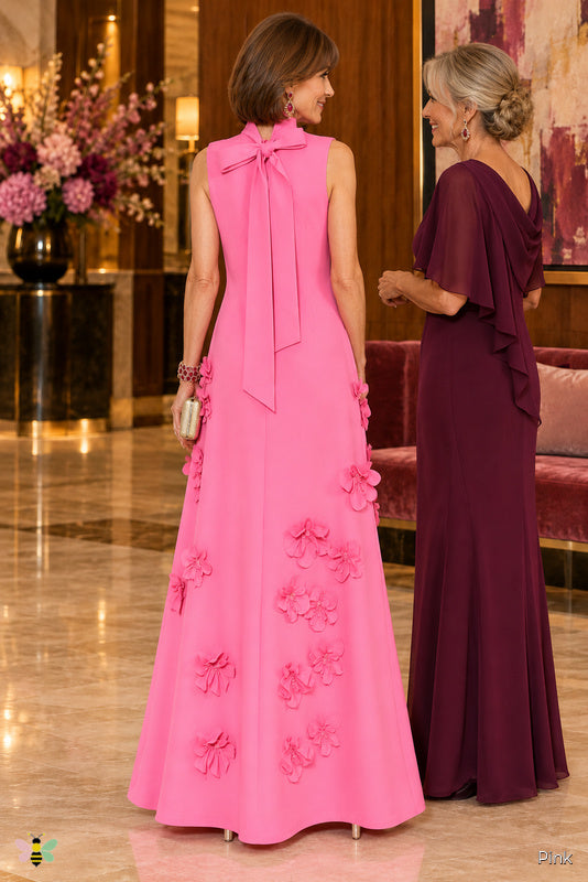 The Camellia Bow-Back Gown | Pink | back