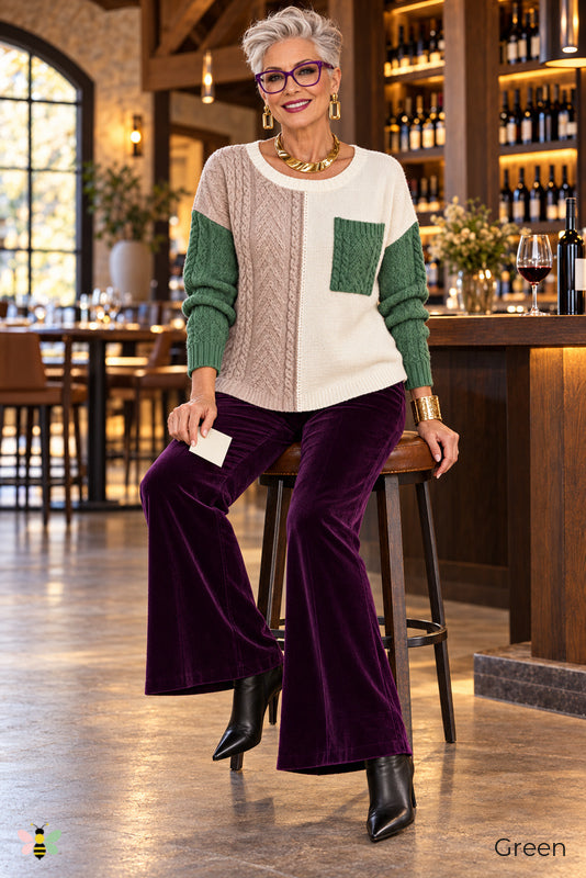 Chromatic Weekend Cable Sweater | Green | front